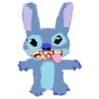😖 Stitch Stitch, Cartone animato, Alieno, Blu telegram sticker