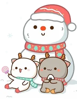 🍭 imut, manusia salju, rusa kutub, liburan, natal, musim dingin, kartun telegram sticker