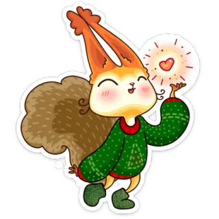 😘 écureuil, dessin animé, mignon, coeur, animal, joyeux, pull whatsapp sticker