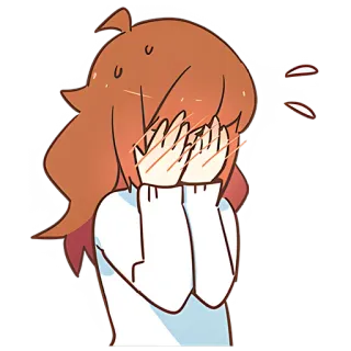 😭 애니메이션 소녀, 얼굴 붉힘, 수줍음, 귀여운, 당황 telegram sticker