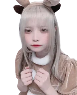 🦌 schattig, hert, cosplay, vrouwelijk, portret, dierenoren telegram sticker