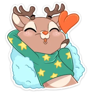 😘 กวาง, กวางเรนเดียร์, คริสต์มาส, ฤดูหนาว, น่ารัก, หัวใจ, สัตว์ telegram sticker