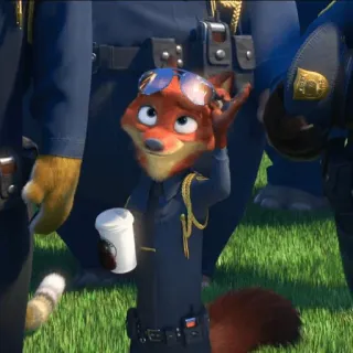 🙂 Nick Wilde Zootopia polícia, oficial, raposa, desenho animado, Zootopia, Nick Wilde telegram sticker