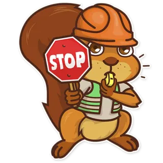 ⛔ STOP squirrel, stop sign, construction, safety, warning telegram sticker
