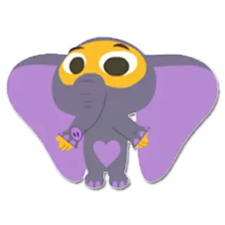 🐭 elephant, cartoon, animal, cute, purple, character telegram sticker