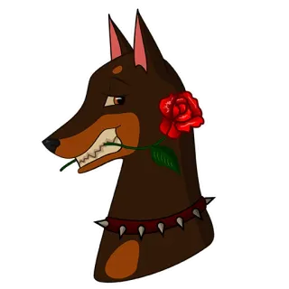 🌹 pies, doberman, róża, zwierzę, obroża, zwierzę domowe, słodki telegram sticker