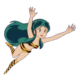 🛫 Lum Invader Urusei Yatsura อนิเมะ, มังงะ, การ์ตูน, มนุษย์ต่างดาว, ผู้หญิง, สีเหลือง telegram sticker