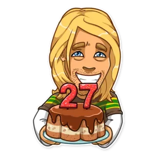 🎂 27 sinh nhật, bánh kem, lễ kỷ niệm, phim hoạt hình, số 27 whatsapp sticker