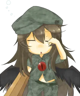💤 09 anime style, character, bird wings, military cap, digital art telegram sticker
