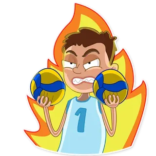 😡 volleyball, sport, angry, cartoon, fire whatsapp sticker