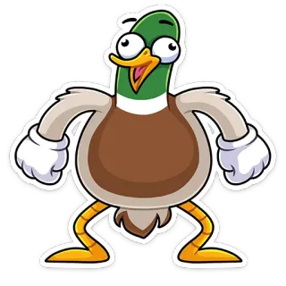 ✊ pato, desenho animado, animal, pássaro, engraçado, bobo, adesivo telegram sticker