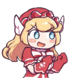 💪 anime girl, cartoon, cute, character, red, blonde telegram sticker