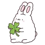 🍀 thỏ, thỏ, cỏ ba lá, cỏ bốn lá, may mắn, dễ thương, động vật telegram sticker