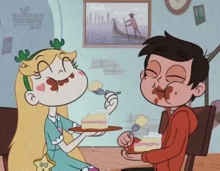❤️ Star Butterfly Star vs. the Forces of Evil eating, dessert, cake, cartoon, funny telegram sticker