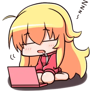 😴 tired, sleepy, anime, cartoon, laptop, sleeping, cartoon character telegram sticker