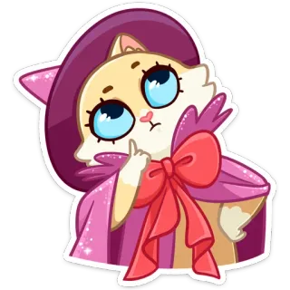 🤔 kat, heks, magie, schattig, sticker, cartoon, dier telegram sticker