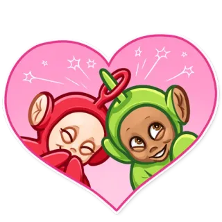 💑 kartun, Teletubbies, imut, cinta, hati telegram sticker