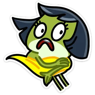 😨 cartoon, character, sticker, worried, expression, female, animated telegram sticker