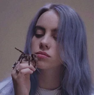 ✨ Billie Eilish Billie Eilish, chanteuse, araignée, tarentule, célébrité, musique, pop telegram sticker