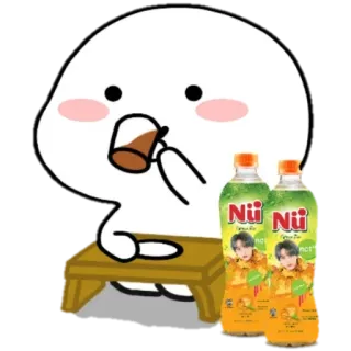 🙂 Desenho animado, Bebendo, Suco, Sentado, Garrafa, Nii whatsapp sticker