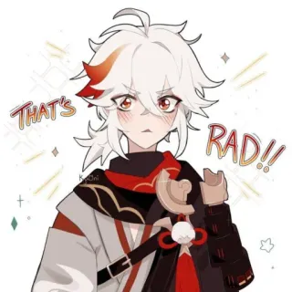 😤 Kazuha Genshin Impact THAT'S RAD!! 动漫, 粉丝作品, 游戏, 角色, 红色, 白色, 万叶, 原神 telegram sticker
