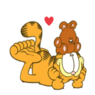 🧸 Garfield kot, pomarańczowy, kreskówka, serce, pluszowy miś, słodki telegram sticker
