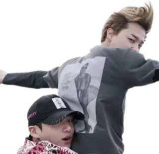 👨‍❤️‍👨 people, piggyback, friendship, k-pop, celebrity telegram sticker