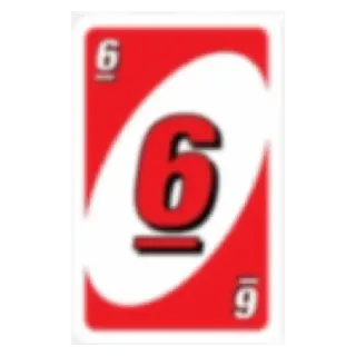 💟 Uno, carta, rojo, número, juego, 6 telegram sticker
