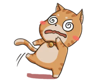 😲 Katze, Cartoon, schwindelig, verwirrt, Tier, lustig, Comic telegram sticker