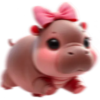 🏃‍♀ hipopotam, różowy, słodki, zwierzę, kreskówka telegram sticker