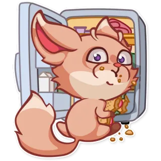 🍽 cartoon fox, eating, food, refrigerator, snack, hungry, cute telegram sticker