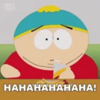 😂 Eric Cartman South Park HAHAHAHAHAHA! cartoon, drinking, haha, comedy, animated whatsapp sticker