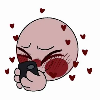 💌 Эмодзи, Любовь, Сердечки, Румянец, Телефон, Милый telegram sticker
