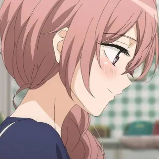 🙂 anime, garota, cabelo rosa, desenho, ilustração, fofo, retrato telegram sticker