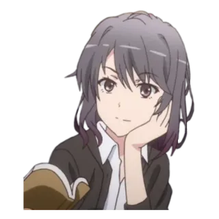 😕 anime, garota, sorriso, fofa, feminino, desenho animado telegram sticker