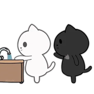 👋 kat, wassen, cartoon, dier, schattig, kawaii telegram sticker
