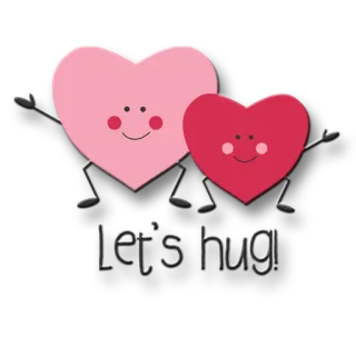 💞 Let's hug! сердечки, объятие, любовь, нежность, мультфильм telegram sticker