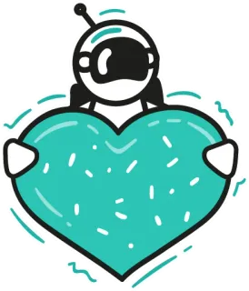❤️ астронавт, сердце, любовь, стикер, космос, робот, мультфильм whatsapp sticker