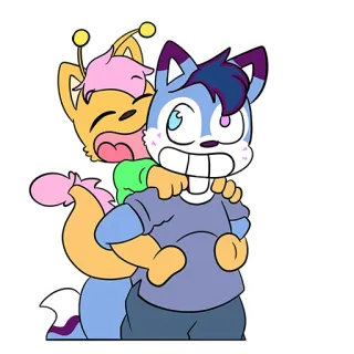 👥 cartoon, animal, friends, hug, cute telegram sticker