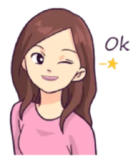 👌 OK girl, wink, ok, cartoon telegram sticker