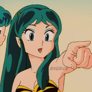 👈 Lum Urusei Yatsura DIGE44 Anime, Manga, Retro, Chỉ tay, Cô gái telegram sticker