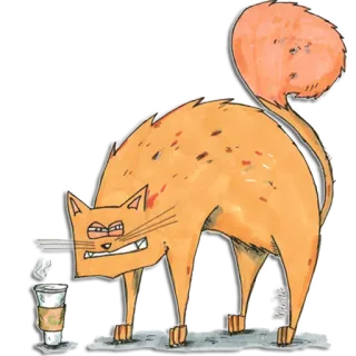😤 кот, кофе, животное, злой, юмор, питомец, иллюстрация telegram sticker