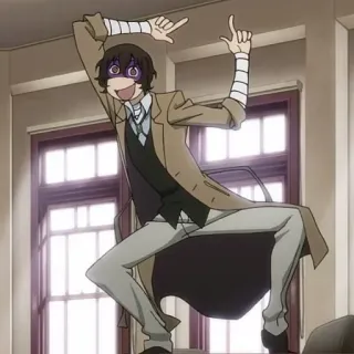 ✨ Osamu Dazai Bungo Stray Dogs Osamu Dazai, Bungo Stray Dogs, Anime, Charakter, Lustig, Pose whatsapp sticker