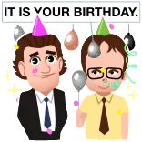 🥳 Dwight Schrute The Office IT IS YOUR BIRTHDAY. birthday, the office, celebration, party, tv show, characters, funny telegram sticker