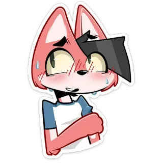 😅 kartun, rubah, malu, berkeringat, anime telegram sticker