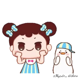 👧 卡通, 可爱, 女孩, 企鹅, 角色 telegram sticker
