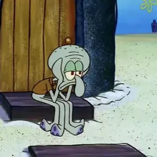 ➰ Squidward Spongebob Squarepants Squidward, Spongebob Squarepants, cartoon, sad, sitting, mood, depressed telegram sticker