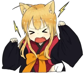 👎 garota anime, orelhas de gato, brava, kawaii, fofa whatsapp sticker