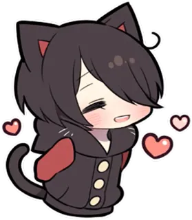 😄 Katze, kawaii, Anime, süß, Herzen, Chibi whatsapp sticker