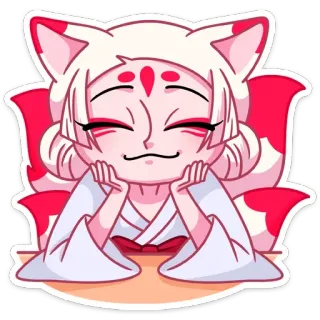 ☺ アニメ, マンガ, ステッカー, 可愛い, かわいい, 狐娘, 獣耳 telegram sticker